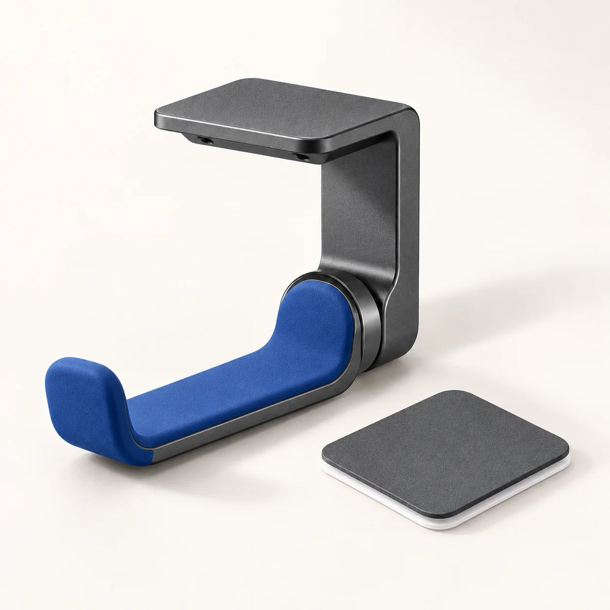 Under-Desk Headphone Hanger — complete set overview